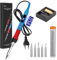 Wiecok Lötkolben Set, 80W Lötkolben mit Einstellbarer Temperatur (180℃-500℃), LCD Bildschirm Lötset mit EIN/AUS Schalter, Lötdraht, 5 Lötspitzen, Soldering Iron Kit für Elektrotechnik Reparaturen