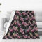 Schwarze schwarze Fleecedecke mit Rosenmuster, warme Decke für Couch, ultraweiche Micro-Fleece-Decke, verschiedene Größen