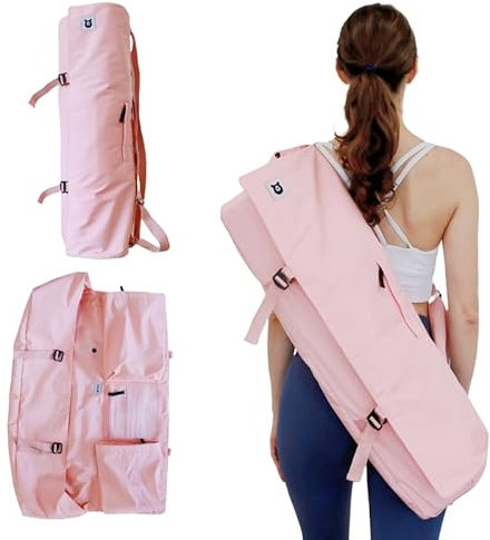 Tumaz Yoga Mat Bag – Carry Bags and Carriers Fits All Stuffs – Built-in Yoga Strap, 3 Pockets for Essentials, Sturdy G-Hook Closure, Fits Rolled Mats up to 26, Lightweight Travel Gym Organizer