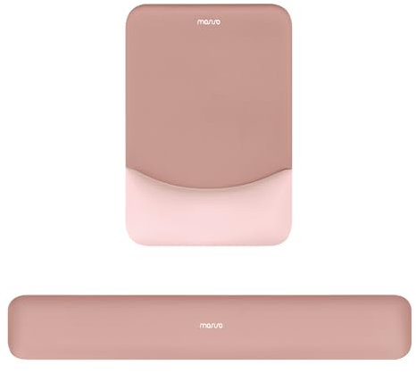 MOSISO Repose-Poignet pour Tapis de Souris&Clavier Set,Ergonomique Mouse Pad Antidérapante Rectangle Domicile/Bureau Soulagement Douleur,Repose Poignet Surélevé Courbé Mousse à Mémoire,Rose Saumon