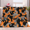 Schwarz Grau Orange Fleecedecke 100x130cm XL Kuscheldecke Flauschig Weiche Flanell Decke als Sofadecke Tagesdecke, Tarnung Geschenk Kuscheldecke für Mädchen Jungen