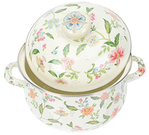 CIYODO 1pezzi Pentola Smaltata per Zuppa e Stufato Pentola Piatto per Brodo Materiale di Facile da Pulire e Trasportare