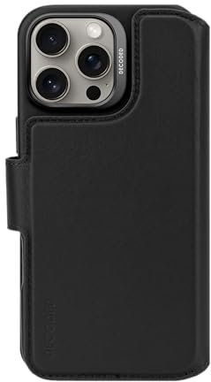 DECODED 2-in-1 Leather Detachable Wallet Case for iPhone 16 Pro Max, MagSafe Compatible, Real Premium ECCO Leather, Full Body Protective Cover, Raised Edges to Protect Screen and Camera, Black