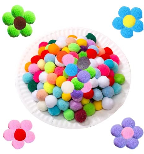 200 Stück 3cm Bommel zum Basteln, Pompons Deko, Flauschige Bommeln für Weihnachtsbasteleien, Pompons zum Basteln Groß, Pompons Bunt, Weihnachtskranzbommeln, Kinderbasteleien, DIY Kreationen