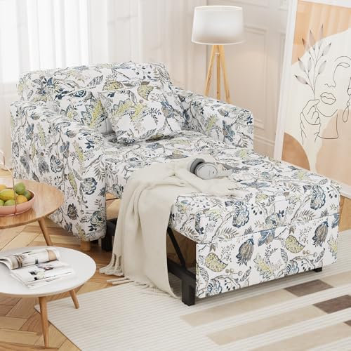 UNIONLINE Single Sofa Bed Chair 192cm, Sleeper Chair Bed Pull Out Convertible, 3-in-1 Adjustable Sleep Armchair with Side Pocket for Small Room/Living Room/Apartment