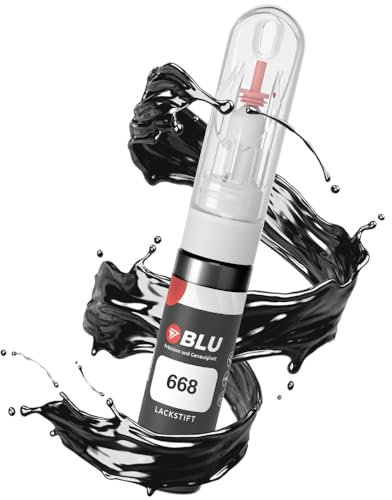 BLU Lackstift Auto kompatibel für BMW 668 SCHWARZ STANDARDBLACK | Auto Lack Reparatur 2in1 Ausbesserungslack Pinsel + Nadel