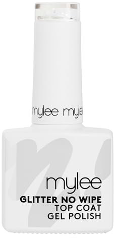 Mylee Gel Nail Polish Top Coat - UV/LED Soak-Off Nail Art Manicure Pedicure for Professional & Home Use, Long Lasting & Easy to Apply, Vegan & Cruelty Free (Glitter No-Wipe Top Coat, 10ml)