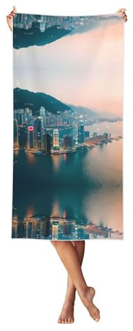 pvinnk Toallas de playa baratas con estampado de Hong Kong, toalla de playa de gran tamaño para adultos, de secado rápido, ligera, para viajes