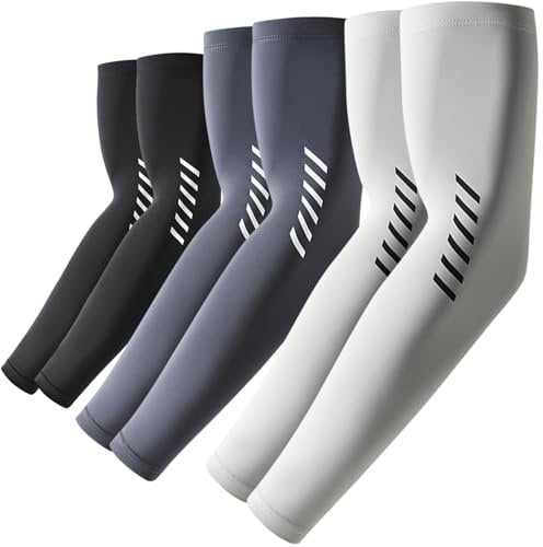 ROCK TAKIN UV Sun Protection Arm Sleeves for Men Women, UPF 50+ Cooling Sun Sleeves to Cover Arms Sports Compression Covers for Golf Baseball Football Work Running Cycling Driving - 3 Pairs