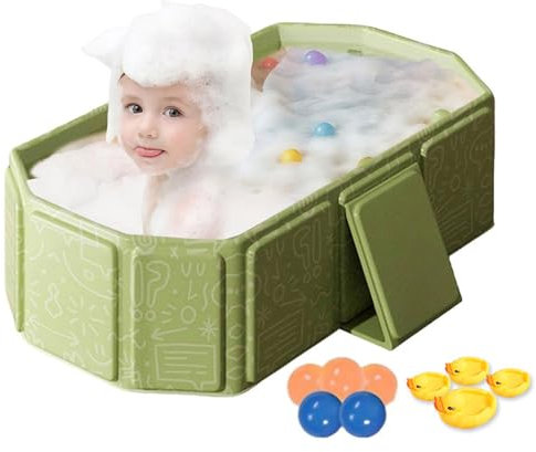 Bañera plegable para bebés y niños, para ducha, bañera para bebés, bañera para niños, plegable, grande, XXL, hasta 6 años (verde)
