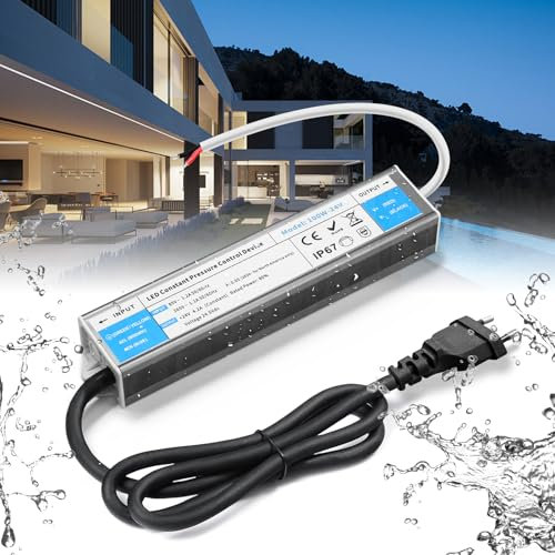 BRIMETI Transformateur 220V 24V 100W LED Driver Etanche IP67 Extérieur Transfo 4,2A Adaptateur Alimentation 220V AC à 24V DC Convertisseur Basse LED de Constante Tension avec Plug
