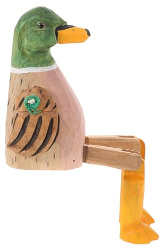 MINAOLULUS Handgefertigte Rustikaler Stil Feine Verarbeitung Holztierfigur in Entenform mit Langen Beinen Vielseitig für Tisch und Heimdekoration