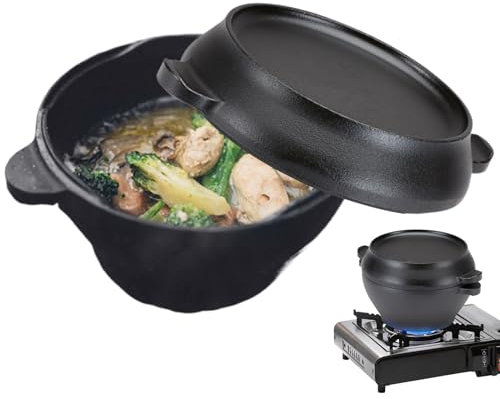 Olla holandesa para horno – Olla de hierro fundido, olla resistente para hornear pan, ollas versátiles con tapa, utensilios de cocina de retención de calor de doble mango, ideal para uso en