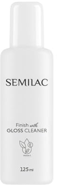 Semilac Finish with Gloss Cleaner 125 ml – 2-in-1 Nagelreiniger für UV/LED Gel, entfernt Dispersionsschicht & verleiht Spiegelglanz, mit Vitamin E & Kirschduft