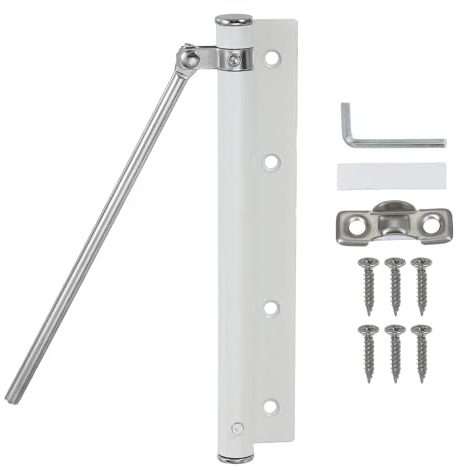 PATIKIL 7 Inch Spring Door Closer, Spring Door Stop Screen Door Latch Security Door Stopper with Adjustable Closing Speed for Home Hinge Door, White