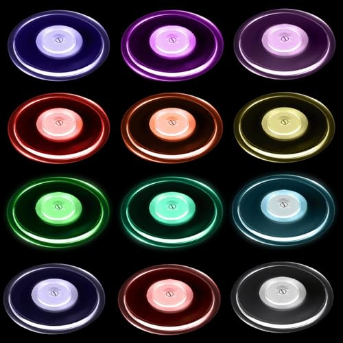 12 Stück Bunt LED Untersetzer: Ø 10cm LED leuchtende untersetzer, Leuchtuntersetzer Rund, Blinkende Farbe, Leuchtende Untersetzer Acryl, LED Untersetzer Glas für Partys Hochzeiten Bar Geburtstage