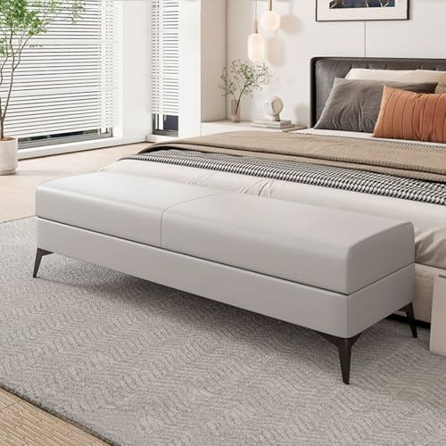 YCKEGEW Extra Lange Bettbank, Ottomane Für Schlafzimmer, Wohnzimmer, Flur, Fußhocker Mit Ablagefach, Sofa-Fußstütze Mit Beinen(Light Grey,90cm)