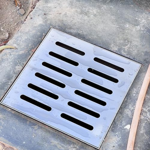 Grille de Drainage en Acier Inoxydable - Grille de puisard carrée avec Cadre pour Jardin, Solutions décoratives de Drainage des eaux pluviales, Dimensions 60 x 60 x 3 cm, Couverture d'égout