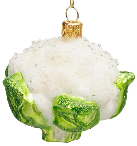 SIKORA Blumenkohl besondere Weihnachtskugel Glas Weihnachtsmann Christbaumschmuck Deko Figur Weihnachten Anhänger Ornament - Premium Line - BS074