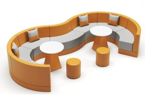 KIBONCY Elegante Kundensitzgruppe – Gebogenes Sofa mit Beistelltisch for professionelle Empfangsbereiche, Büro-Lounge-Möbel aus Leder(B)