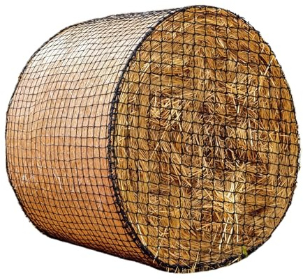 PEESHON Heunetz für Rundballen, ⌀180cm×H180cm, Heunetz für Pferde/Rinder/Schafe, für Heuraufe Geeignet, Maschenweite 4×4cm