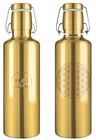 soulbottles Edelstahl-Trinkflasche 750 ml flower of life • mit gravierter Blume des Lebens • limitiert • plastikfrei, federleicht & bruchfest • für Kohlensäure & Spülmaschine • für Reisen & Alltag