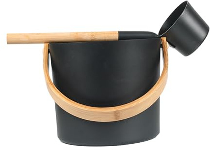 Sauna Bucket and Ladle Set - 7L Aluminum Sauna Water Bucket with Long Handle Ladle Cedar, Luxury Sauna Accessories for Bathrooms, Steam Rooms & Home Spas