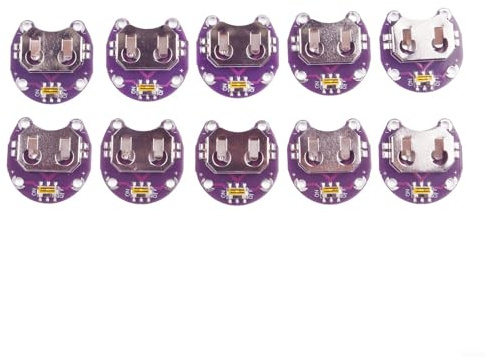 Vidonergy Knopfzellen-Batteriehalter mit Schiebeschalter für Arduino Lilypad Electronics Projekte, 29 x 30 mm, Leiterplattenmontagemodul, Hochgeschwindigkeitsstahl, 10 Stück