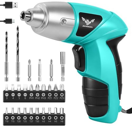 JENABOM 3.6V Cordless Electric Screwdriver with 26pcs Driver Bit Set | Rechargeable Screwdriver, USB Small Power Screwdriver Set for Home Repairs&DIY