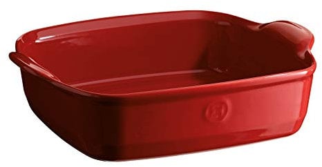Emile Henry EH342050 Plat à Four Carré, Céramique, Rouge Grand Cru, 28 X 23 X 7,5 cm