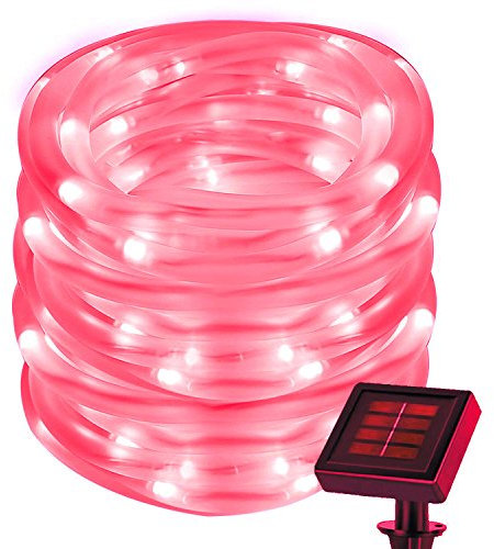 cuzile 50 LED Solar Lichtschlauch Rot Lichterkette Outdoor Wasserdicht ideal für Dekorationen Weihnachten Garten Rasen Terrasse Hochzeiten Parteien