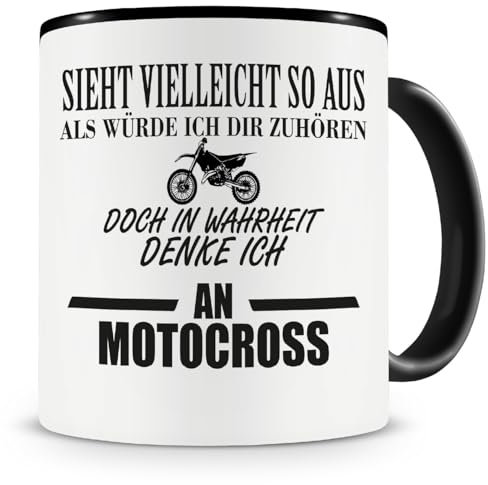 Samunshi® Keramiktasse Ich denke an Motocross Kaffeetasse 300ml Zylinder Tasse