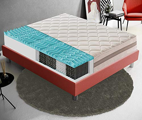 Taschenfederkernmatratze „Eraclea“, mit 7-Zonen-Kern und 3 cm hoher Schicht aus Memory-Foam, Höhe: 26 cm – orthopädisch, ergonomisch, antibakteriell, milbendicht 90x200