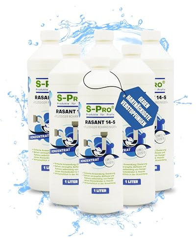 Rohrreiniger flüssig S-Pro Rasant 14-S Rohr-frei - Abflussreiniger gegen Haare, Fette und viele andere organische Rohr-Verstopfungen