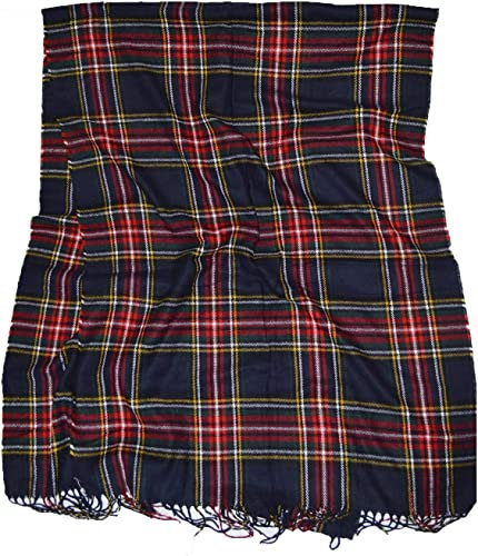 Großer super weicher schottischer Tartan-Karo-Schal Navy Blue