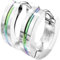 Bungsa Unisex-Creolen mit farbigem Streifen aus 316L Edelstahl 4 mm (regenbogen)