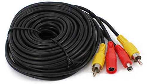 49FT Reserva Cámara Vídeo Extensión Cable para Camión,RCA Cable Estacionamiento 2-en-1 Vídeo Cable para CCTV Seguridad Monitor,Camión Autobús Tráiler Inverso Estacionamiento Cámara(15 Metros)