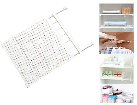 OAKNO Teleskopregal Verstellbar Ohne Bohren Kohlenstoffstahl Regal für Schlafzimmer Badezimmer Küche Weiß 70-130cm