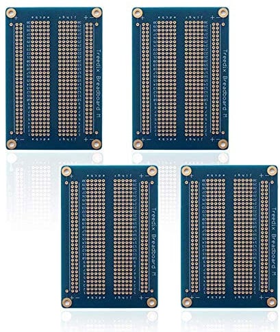 Treedix 4pcs Universal Board Solderable BreadBoard PCB Prototype Shield Board Double Sided Tinned Gold Plated Holes for Arduino Kit Raspberry Pi Shield Prototyping and Testing (Model 2)