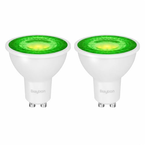 Braytron 2 X GU10 LED Spot Grün 7W – 38° Abstrahlwinkel, GU10 Fassung, 220–240V, 15.000h – LED Lampe für Deko, Garten & Eventbeleuchtung