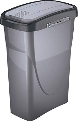 M-Home Swing Bin 40 Mülleimer für Tri-Selective, Kunststoff, Silber, 40 l