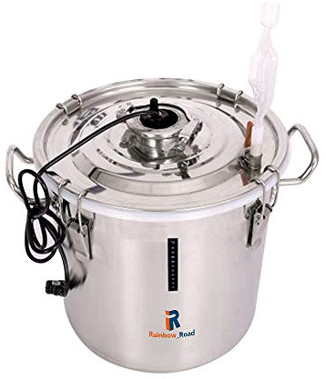 Stainless Steel Brew Fermenter 20L 5.3Gallon Thermostatic Fermenter Heating Temperature Control Automatic Exhaust for Wine Fermentation or Hard Cider Brewing kit with Temperature Strip (7.9 Gal / 30L)