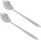 Large Metal Cooking Spoon with Holes- Pack of 2 - Stainless Steel Slotted Serving Spoon - Perforated Metal Spoon with Long Handle