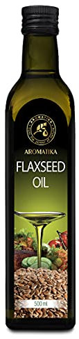 Olio Lino Alimentare 500ml - Vegano Puro Vergine Crudo Spremuto a Freddo - Linseed Oil per Cucinare - Oli per Insalata e Condimenti - Usare a Crudo