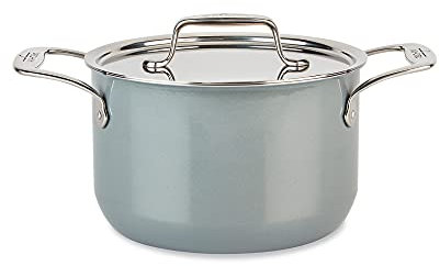 All-Clad FUSIONTEC Natural Ceramic with Steel Core Soup Pot with Lid, 4 Quart, Platinum