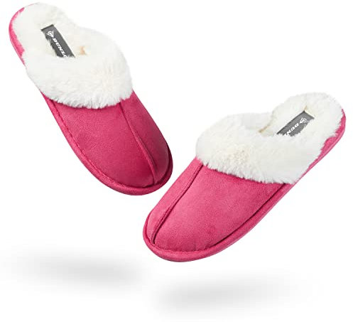 DUNLOP Ciabatte Donna Calde Invernali Pantofole Pelose da Casa (38, Rosa, numeric_38)