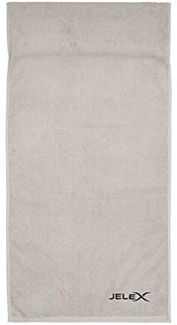 JELEX 100FIT Fitness Handtuch aus Baumwolle, mit Antirutsch-Schutz und Reißverschlusstasche aus Mesh-Material. Maße: 90 x 45 cm, in Schwarz, Royalblau, grau, türkis, armygrün und rosa (Grau)
