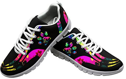 Dolyues Aquarell Welpenpfote Drucken Laufschuhe Damen Atmungsaktiv Schnüren Sport Trainerin Joggen Turnschuhe EU45