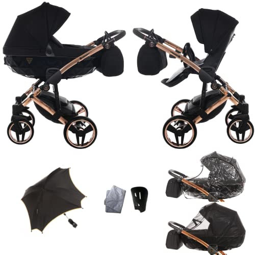 Neu! Original Junama Diamond Individual Line v2 Modulsysteme Kombikinderwagen 2in1 Exclusive Prams (03 Schwarz - Kupfer)