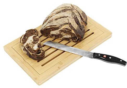 URBN-CHEF Bamboo Wooden Cutting Board With Crumb Catcher Bread Slicing Tray Cake Chopping